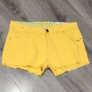 NWT Eckored Rose Bright Yellow Raw Denim Shorts